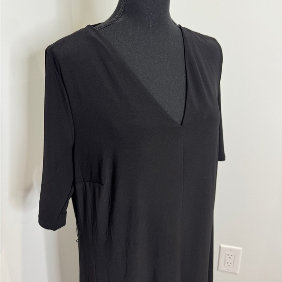 MSK Women’s Black Mid Elbow Sleeve V-Neck Dress - Picture 3 of 6